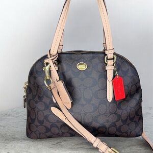 Coach Dark Brown and Tan Shoulder Bag